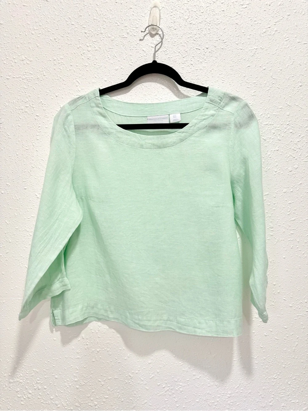 Martha Stewart Light Mint Scoop-Neck 100% Linen Blouse M